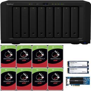 Synology DS1821+ 8-Bay NAS with 4GB RAM, a 2-port 10GbE Adapter and 96TB (8 x 12TB) of Seagate Ironwolf NAS Drives and 800GB (2 x 400GB) Synology Cache Fully Assembled and Tested By CustomTechSales