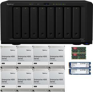 Synology DS1821+ 8-Bay NAS with 16GB RAM and 96TB (8 x 12TB) of Synology Enterprise Drives and 1.6TB (2 x 800GB) Synology Cache Fully Assembled and Tested By CustomTechSales