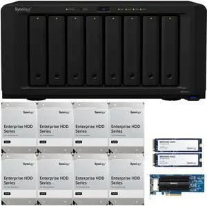 Synology DS1821+ 8-Bay NAS with 4GB RAM, a 2-port 10GbE Adapter and 96TB (8 x 12TB) of Synology Enterprise Drives and 800GB (2 x 400GB) Synology Cache Fully Assembled and Tested By CustomTechSales