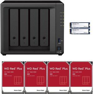 Synology DS923+ Dual-Core 4-Bay NAS, 4GB RAM, 12TB (4 x 3TB) of Western Digital Red Plus Drives, and 800GB (2 x 400GB) of Synology Cache Fully Assembled and Tested By CustomTechSales