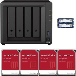 Synology DS923+ Dual-Core 4-Bay NAS, 4GB RAM, 12TB (4 x 3TB) of Western Digital Red Plus Drives, and 1.6TB (2 x 800GB) of Synology Cache Fully Assembled and Tested By CustomTechSales