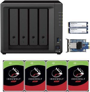 Synology DS923+ Dual-Core 4-Bay NAS, 4GB RAM, 48TB (4 x 12TB) of Seagate Ironwolf NAS Drives, 10GbE Adapter, and 800GB (2 x 400GB) of Synology Cache Fully Assembled and Tested By CustomTechSales