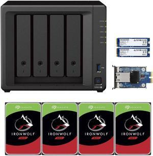 Synology DS923+ Dual-Core 4-Bay NAS, 4GB RAM, 48TB (4 x 12TB) of Seagate Ironwolf NAS Drives, 10GbE Adapter, and 1.6TB (2 x 800GB) of Synology Cache Fully Assembled and Tested By CustomTechSales