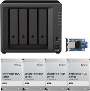 Synology DS923+ Dual-Core 4-Bay NAS, 4GB RAM, 64TB (4 x 16TB) of Synology Enterprise Drives, and a 10GbE Adapter Fully Assembled and Tested By CustomTechSales