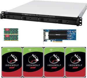 Synology RS822+ AMD Ryzen V1500B 4-Bay NAS 8GB RAM, E10G18-T2 10GbE Adapter, 32TB (4 x 8TB) of Seagate Ironwolf NAS Drives Fully Assembled and Tested By CustomTechSales