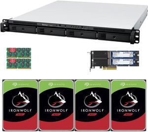 Synology RS822+ AMD Ryzen V1500B 4-Bay NAS 8GB RAM, 1.6TB (2x800GB) Cache, 48TB (4 x 12TB) of Seagate Ironwolf NAS Drives Fully Assembled and Tested By CustomTechSales