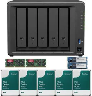 Synology DS1525+ Quad-Core 5-Bay NAS with 16GB RAM and 10TB (5 x 2TB) of Synology Plus Drives and 1.6TB (2 x 800GB) Synology Cache Fully Assembled and Tested By CustomTechSales