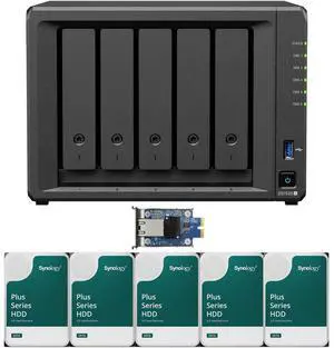 Synology DS1525+ Quad-Core 5-Bay NAS with 8GB RAM and 10TB (5 x 2TB) of Synology Plus Drives and 10GbE Adapter Fully Assembled and Tested By CustomTechSales