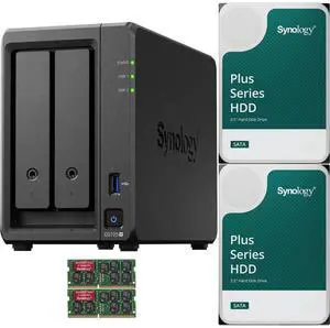 Synology DS725+ Dual-Core 2-Bay NAS with 16GB RAM and 12TB (2 x 6TB) of Synology Plus Drives Fully Assembled and Tested By CustomTechSales