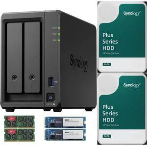 Synology DS725+ Dual-Core 2-Bay NAS with 32GB RAM and 8TB (2 x 4TB) of Synology Plus Drives and 3.2TB (2 x 1.6TB) Synology Cache Fully Assembled and Tested By CustomTechSales Synology DS725+ Dual-Core 2-Bay NAS with 32GB RAM and 8TB (2 x 4TB) of Synology Plus Drives and 3.2TB (2 x 1.6TB) Synology Cache Fully Assembled and Tested By CustomTechSales