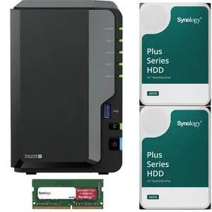 Synology DS225+ Intel 2-Bay NAS with 6GB RAM and 24TB (2 x 12TB) of Synology Plus Drives Fully Assembled and Tested By CustomTechSales Synology DS225+ Intel 2-Bay NAS with 6GB RAM and 24TB (2 x 12TB) of Synology Plus Drives Fully Assembled and Tested By CustomTechSales