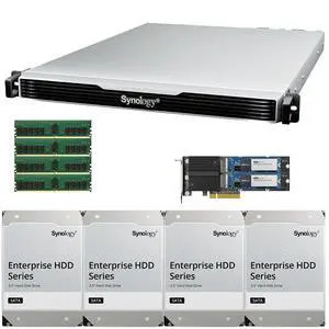 Synology RS1626xs+ Intel Xeon D-1726 4-Bay NAS 64GB RAM, 800GB(2x400GB) Cache, and 48TB (4 x 12TB) of Synology Enterprise NAS Drives Fully Assembled and Tested By CustomTechSales Synology RS1626xs+ Intel Xeon D-1726 4-Bay NAS 64GB RAM, 800GB(2x400GB) Cache, and 48TB (4 x 12TB) of Synology Enterprise NAS Drives Fully Assembled and Tested By CustomTechSales