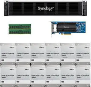 Synology RS3626xs Intel Xeon D-1726 12-Bay NAS 16GB RAM, a 2-Port 25GbE Adapter, and 192TB (12 x 16TB) of Synology Enterprise NAS Drives Fully Assembled and Tested By CustomTechSales Synology RS3626xs Intel Xeon D-1726 12-Bay NAS 16GB RAM, a 2-Port 25GbE Adapter, and 192TB (12 x 16TB) of Synology Enterprise NAS Drives Fully Assembled and Tested By CustomTechSales