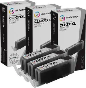 LD Compatible Canon CLI-271XL / 0336C001 3PK High Yield Black Cartridges