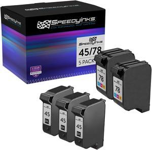 SPEEDYINKS Replacement for HP 45 51645A & HP 78 C6578DN Ink Cartridges (3 Black, 2 Color, 5-Pack)