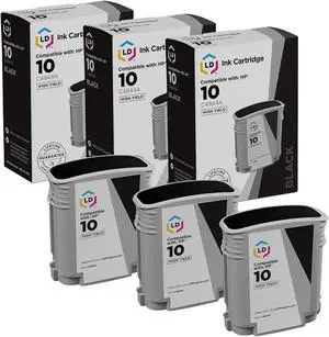 LD Products Remanufactured Ink Cartridge Replacement for HP 10 C4844A High Yield (Black, 3Pk)