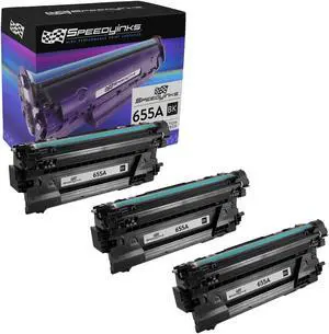 Speedy Inks Compatible Toner Cartridge Replacements for HP 655A CF450A (Black, 3-Pack) Compatible with the following HP Printer Model HP Color LaserJet M653dh