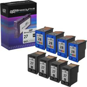 Speedy Inks Remanufactured Ink Cartridge Replacement for HP 27 and HP 28 (4 Black, 4 Color, 8-Pack)