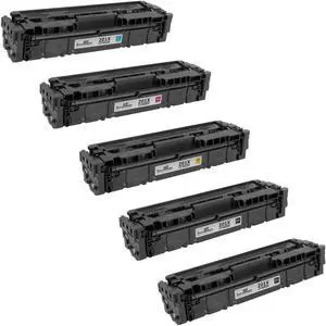 Speedy Inks - 5PK Compatible Replacement for HP 201X HY 2x CF400X Black 1ea CF401X Cyan CF402X Yellow CF403X Magenta Toner Cartridge Set for use in HP Color LaserJet Pro MFP M277dw, M252dw, MFP M277n