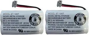 New! Genuine Uniden BT-1007 NiMH 600mAh DC 2.4V Rechargeable Cordless Telephone Battery (2-Pack)
