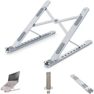 Laptop Stand, Adjustable Aluminum Laptop Tablet Stand, Foldable Portable Desktop Holder Compatible with All Laptops