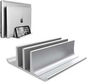 Adjustable metal stand laptop stand, new design 2 slot aluminum alloy desktop double stand