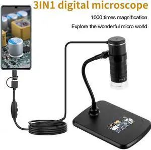 50 1000X Mobile Phone Microscope Camera 3in1 USB Type C MicroUSB for Android Phone Windows PC Computer Laptop with Stand