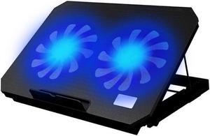 USB Port 2 Cooling Fans Laptop Cooler Pad Notebook Adjustable Angle Stand Holder