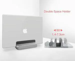 Aluminium Adjustable Double Vertical Laptop Stand Portable Notebook Mount Support Base Holder for MacBook Pro Air HC002