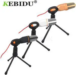kebidu SF 666 Wired Microphone+Holder Stand Clip Audio Stereo Condenser For PC Chatting Singing Karaoke Laptop Newest