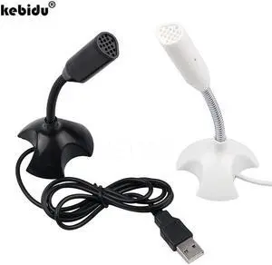 kebidu Adjustable USB Laptop Microphone Mini Studio Speech Microphone Stand Mic With Holder for Desktop PC High Quality(black)