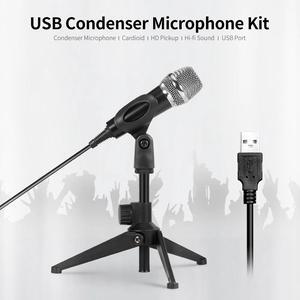 USB Wired Condenser Microphone Recording Microphone USB Drive free Microphone with Stand Kit Karaoke Voice Microphone For Laptop