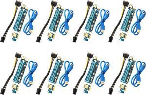 8-Pack Ver006C Mining Dedicated PCIe Riser Cable Card Riser Adapter Cryptocurrency PCI Express 1X to 16X Extender Mining Rig 60cm USB 3.0 6Pin Power