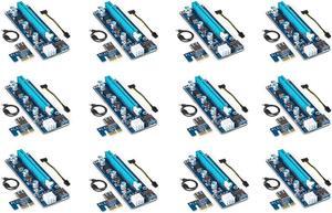 12-Pack Ver006C Mining Dedicated PCIe Riser Card Riser Adapter Cryptocurrency PCI Express 1X to 16X Extender Mining Rig 60cm USB 3.0 6Pin Power