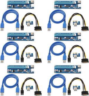6-Pack Ver006C Mining Dedicated PCIe Riser Cable Card Adapter Cryptocurrency PCI Express 1X to 16X Extender Mining Rig 60cm USB 3.0 6Pin Power