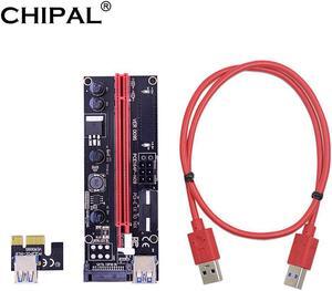 6Pack Dual LED VER009S PCI-E Riser Card 009S PCI Express 1X to 16X Extender 60CM USB 3.0 Cable for Bitcoin Miner Mining