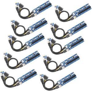 10-Pack Ver006C Mining Dedicated PCIe Riser Cable Card Riser Adapter Cryptocurrency PCI Express 1X to 16X Extender Mining Rig 60cm USB 3.0 6Pin Power