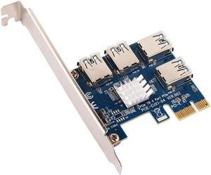 The PCI-E Riser Extender for Bitcoin\Litecoin\ ETH coin ect Ubit 4 in 1 PCI-E Riser Adapter Board USB3.0 PCI-E Rabbet- Ethereum Mining ETH (4 in 1)