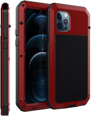 For iPhone 12promax Case Luxury Doom Armor Dirt Shock Metal Phone Cases For iPhone12 Pro Max Case(Red)