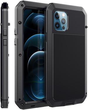 For iPhone 12promax Case Luxury Doom Armor Dirt Shock Metal Phone Cases For iPhone12 Pro Max Case(Black)