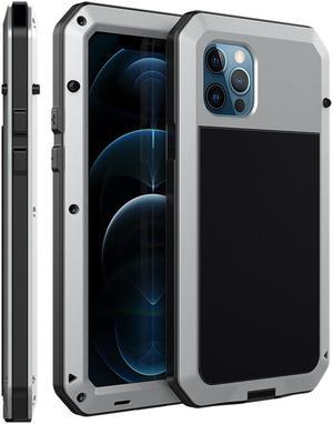 For iPhone 12promax Case Luxury Doom Armor Dirt Shock Metal Phone Cases For iPhone12 Pro Max Case(Silver)