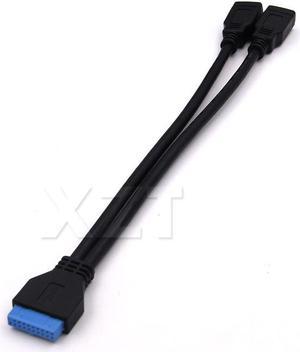 Misskit 2 Ports USB 3.0 Female to Motherboard 20pin Header Male Connector Cable Mainboard Adapter for PC Computer Case