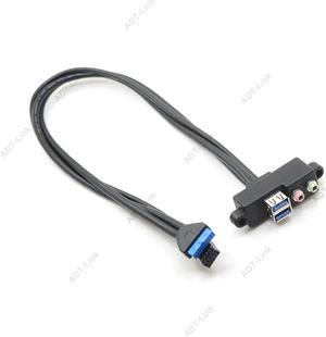 Misskit Internal USB 3.0 PCI Cable Motherboard Connection 2 Port USB3.0 20P To 2*AF+audio3.5mm Baffle Cable PCI