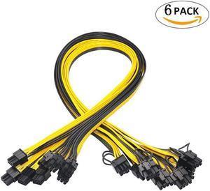 Misskit 6 Pcs 6 Pin PCI-e To 8 Pin (6+2) PCI-e (Male To Male) GPU Power Cable 30cm/11.81" For Graphic Cards Mining HP Server Breakout Board