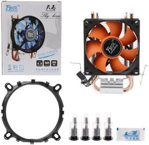 2 Heatpipe Aluminium PC CPU Cooler Cooling Fan For Intel 775/1155/1151 AMD 754/AM2 JUN 7C
