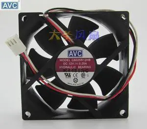 For AVC C8025R12HB 8025 80mm DC 12V 0.25A chassis cooling fan motherboard 3P plug