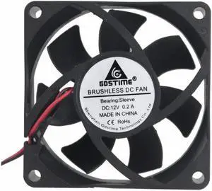 1 Pcs 2 Wire 7025s 70x70x25mm DC 12V Computer Case Motor Cooler 7cm Brushless Cooling Fan 70mm x 25mm 12 Volts
