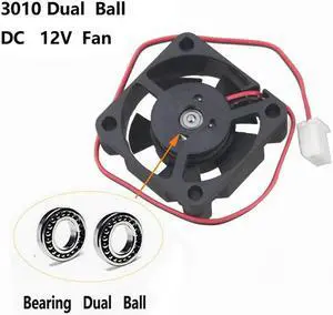 2 pcs 2.0 2Pin 30mm x 10mm DC 12v Ball Bearing 30x30x10mm Brushless Cooling Fan Mini Cooler High Speed