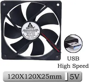 1 Pcs DC 5V 12025S 120mm High Speed Brushless Cooling Fan 120x120x25mm 12cm USB Connector Computer Case PC Cooler