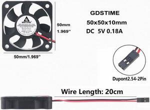 10 pcs DC 5V 2Pin Dupont Brushless 5010s 50x50x10mm 5010 Micro Cooler Portable Axial Cooling Fan 50mm x 10mm